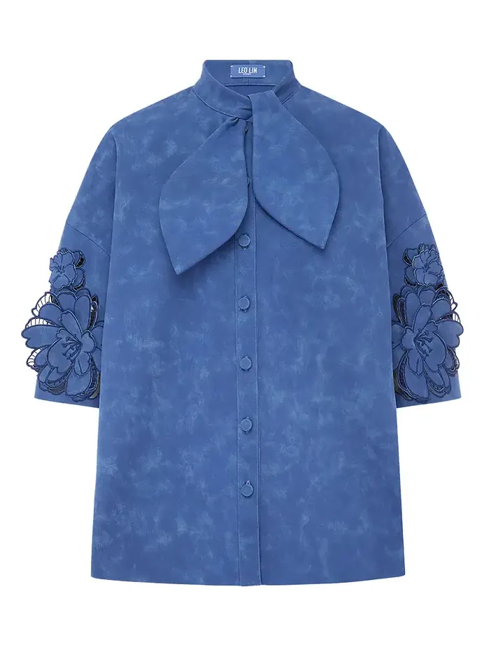 LEO LIN Brooklyn Applique Vegan Suede Bow Top