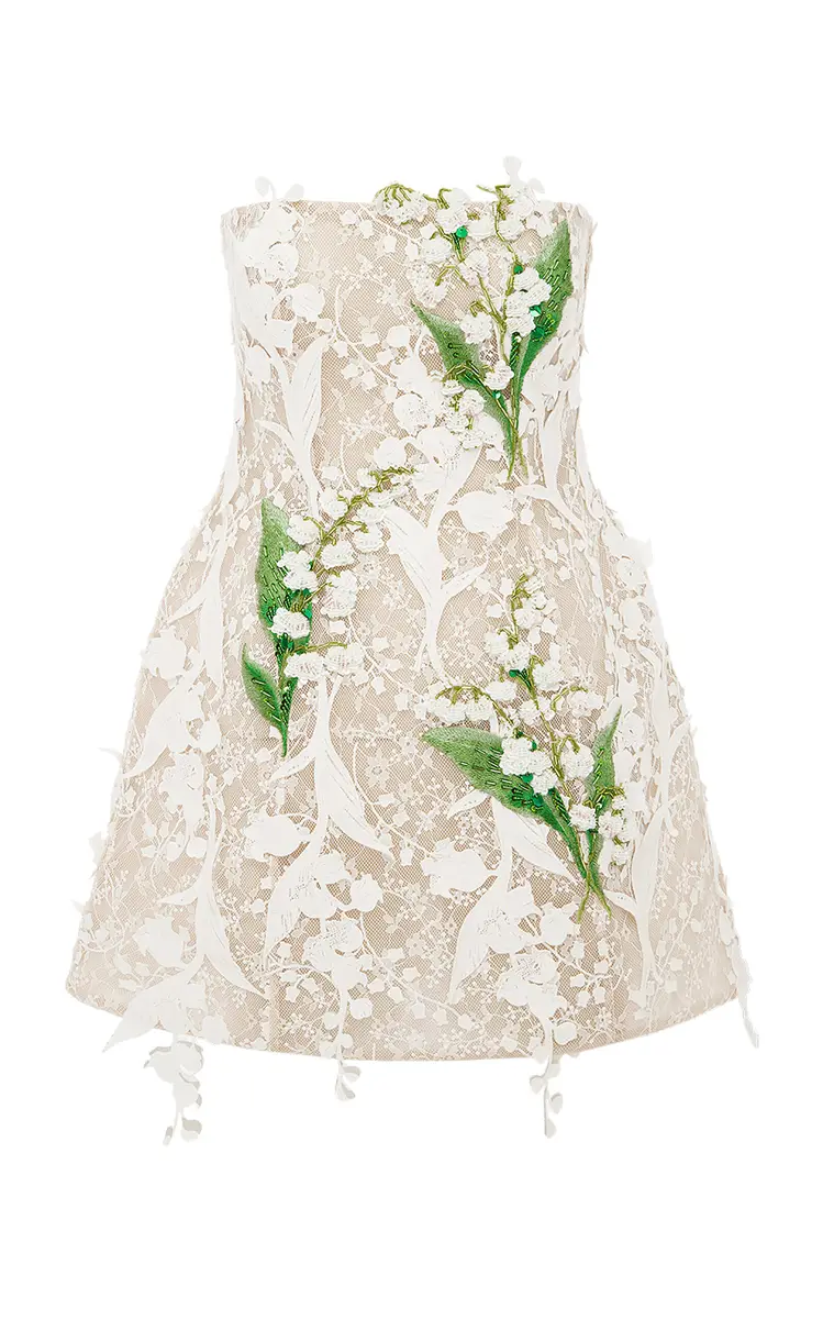 LEO LIN Roselle Embellished Lace Mini Dress