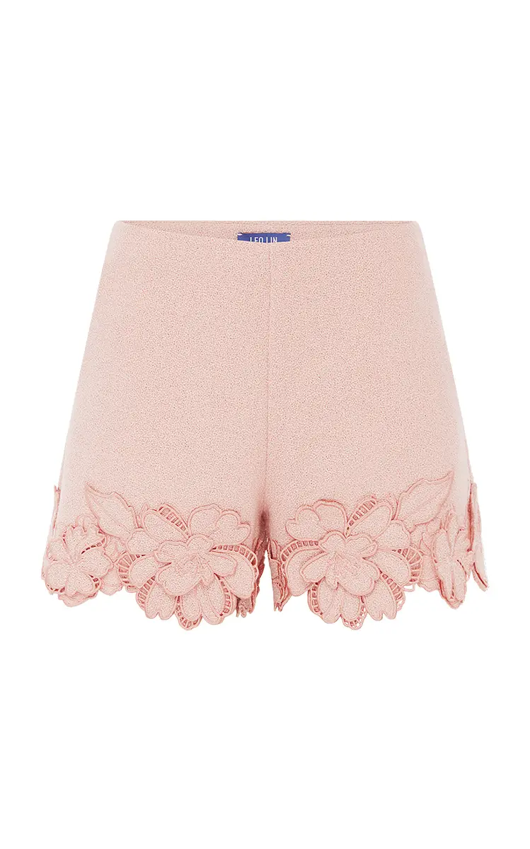 LEO LIN Elle Applique Tweed Shorts