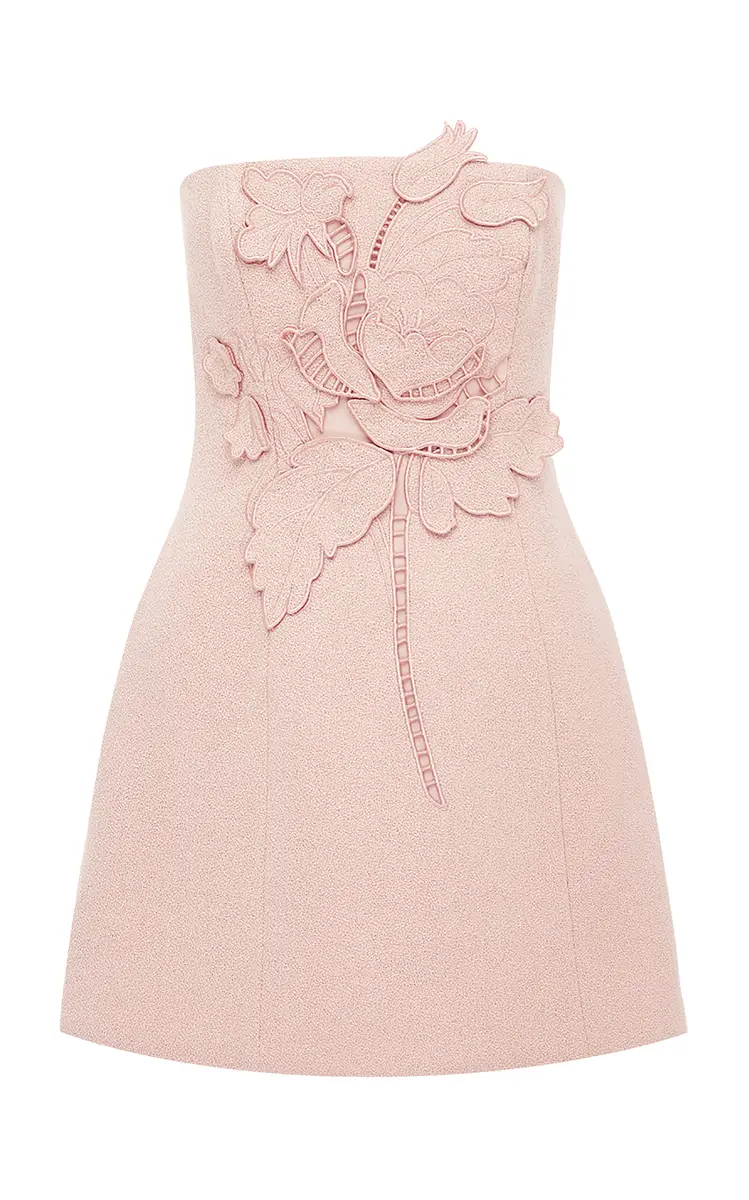 LEO LIN Roselle Applique Tweed Mini Dress