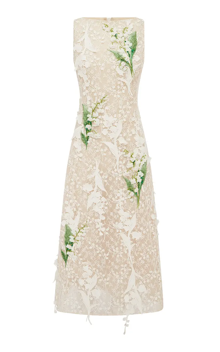 LEO LIN Cleo Embellished Lace Midi Dress