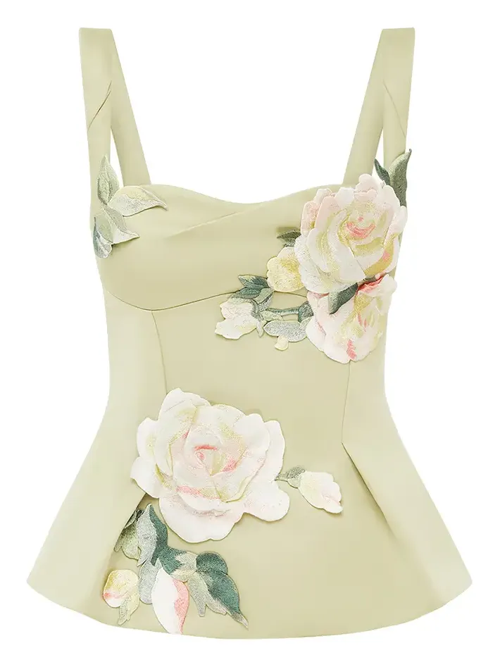 Georgia Embroidered Satin Top