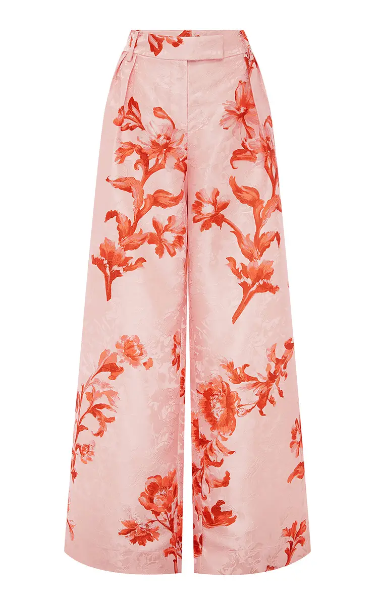 LEO LIN Elisha Jacquard Wide Leg Pants