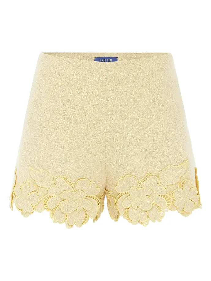 LEO LIN Elle Applique Tweed Shorts