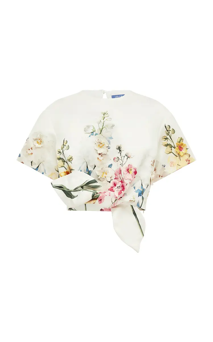 LEO LIN Riley Embroidered Crop Top