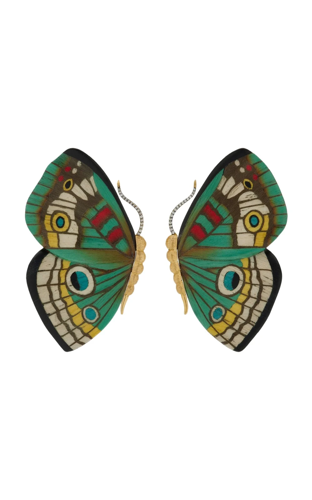 Silvia Furmanovich Marquetry 18K Yellow Gold Diamond Earrings