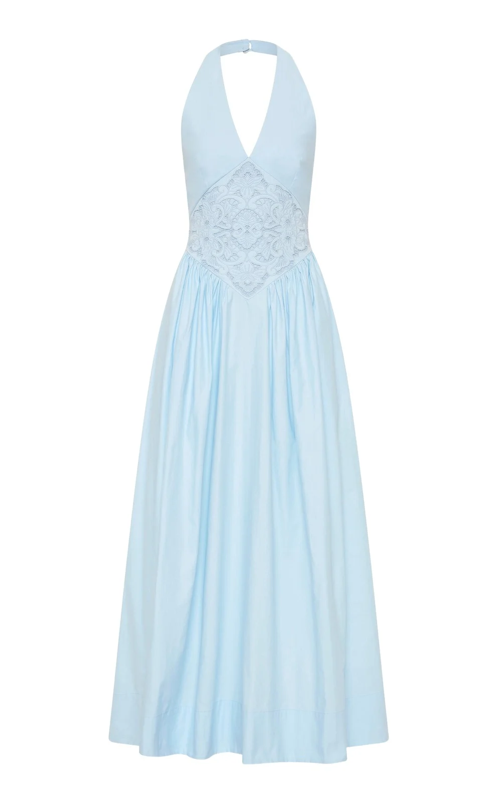 ROAME. Maddie Broderie Anglaise Cotton Halter Maxi Dress