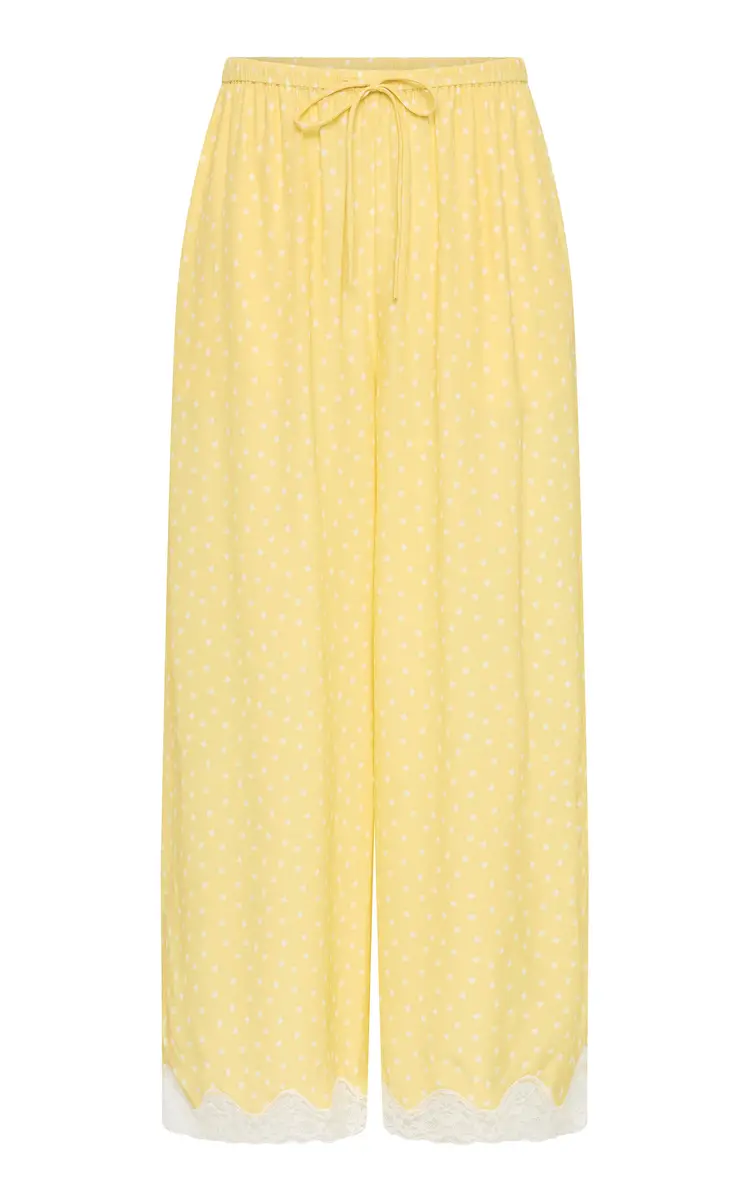 ROAME. Blake Mid-Rise Wide-Leg Lace-Trimmed Cropped Pants