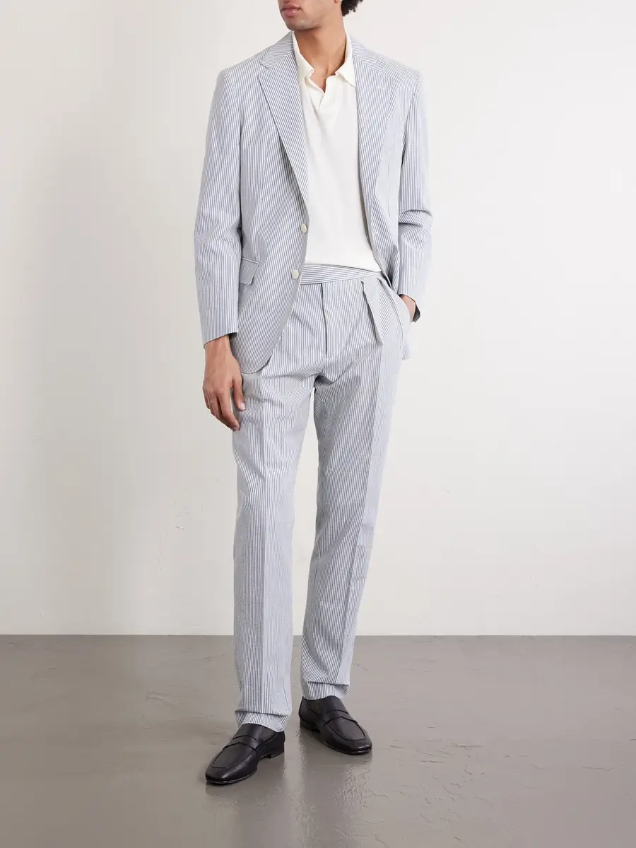 Polo Ralph Lauren Tapered Striped Cotton-Seersucker Trousers - Men | Thumbnail 2