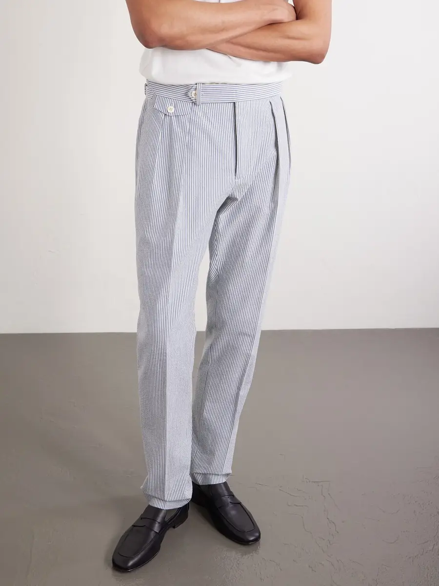 Polo Ralph Lauren Tapered Striped Cotton-Seersucker Trousers - Men | Thumbnail 3