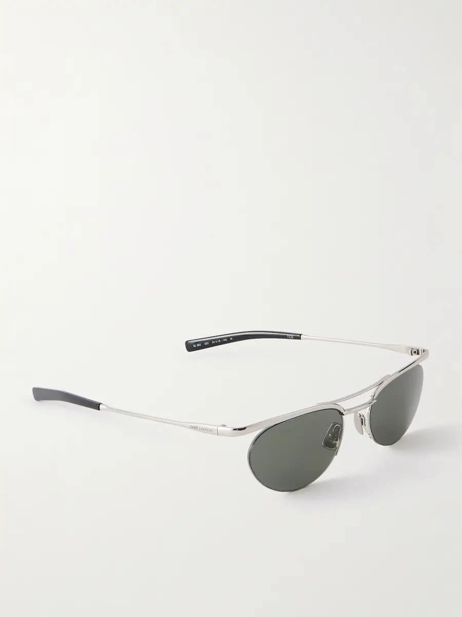 Saint Laurent Oval-Frame Silver-Tone Sunglasses - Men | Thumbnail 4