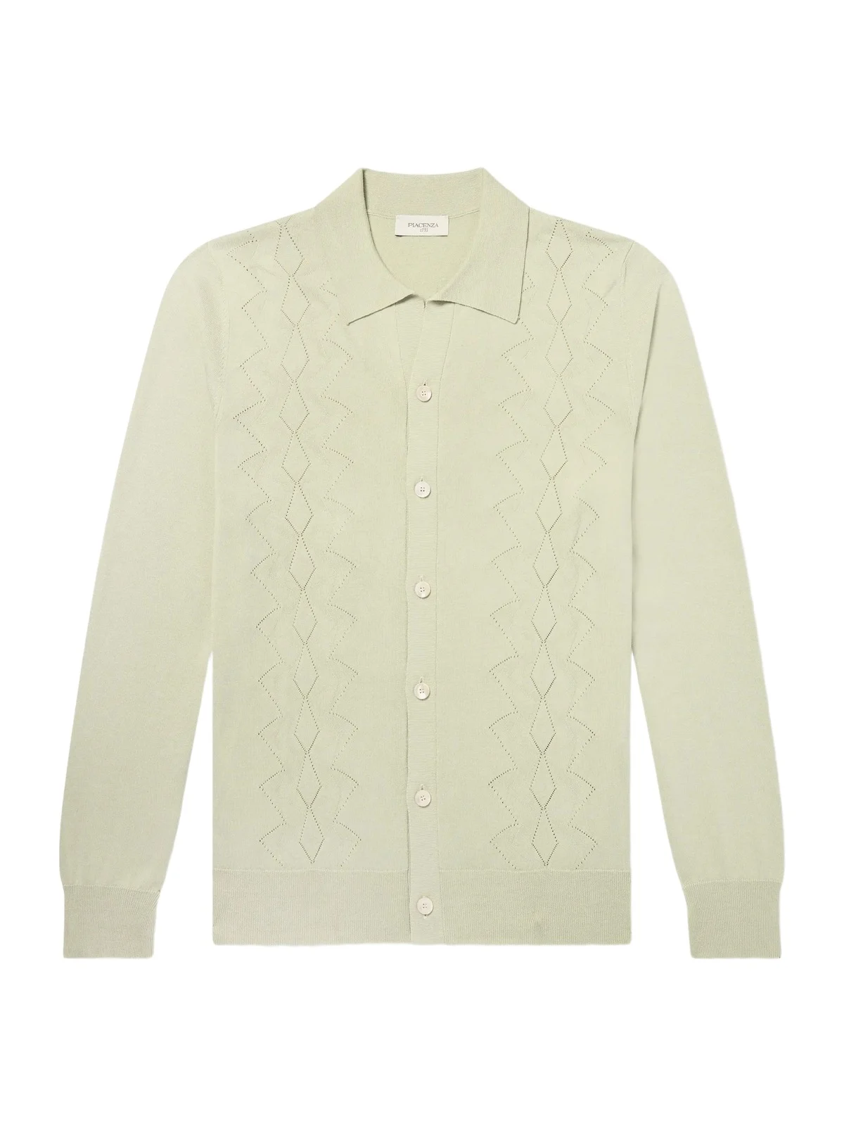 Pointelle-Knit Silk and Cotton-Blend Cardigan - Men Pointelle-Knit Silk and Cotton-Blend Cardigan - Men