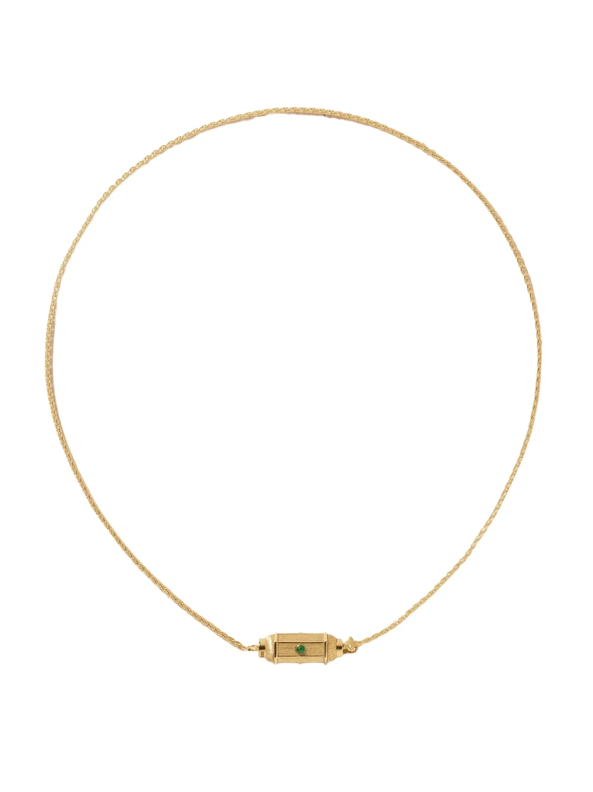 Marie Lichtenberg Micro Coco Locket 18-karat Gold Emerald Necklace