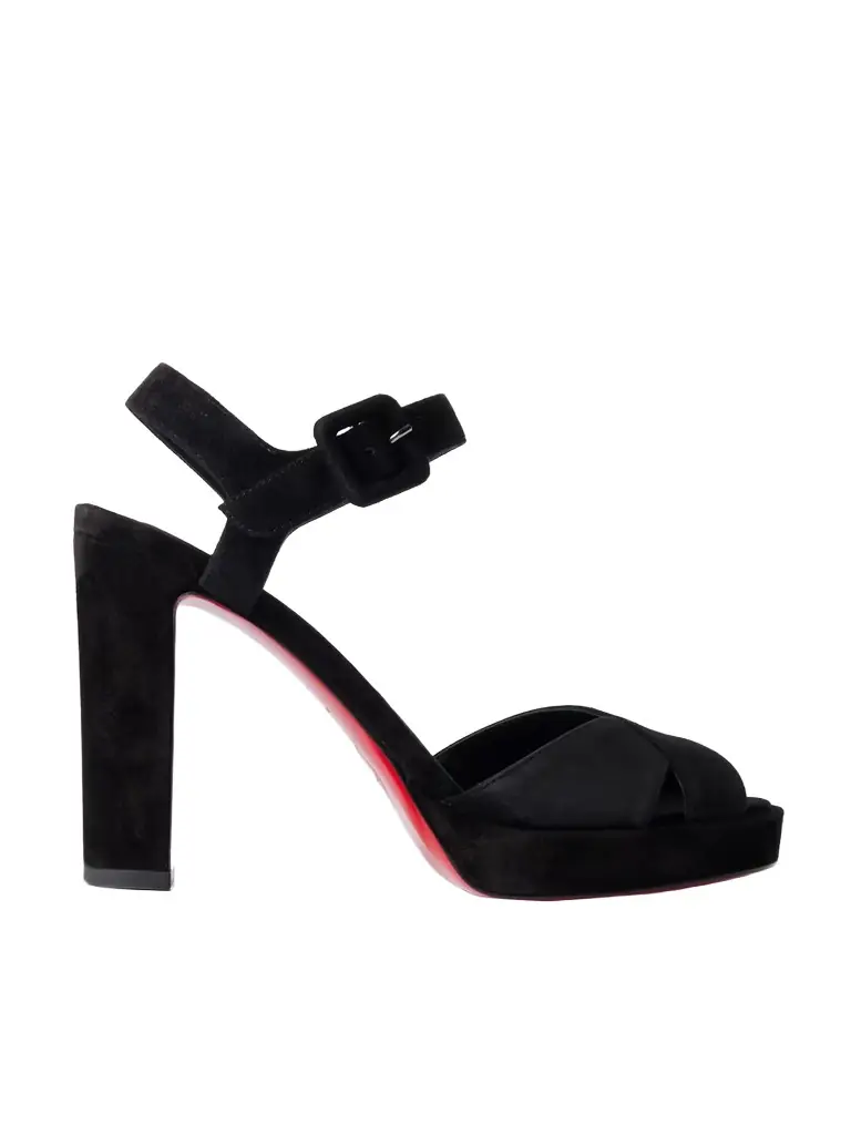 Christian Louboutin Cora 100 Suede Platform Sandals | Image 1 Christian Louboutin Cora 100 Suede Platform Sandals | Image 1