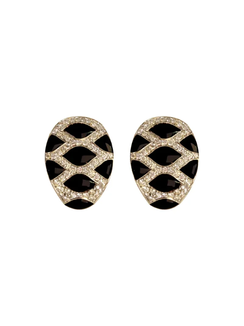 0.99ct Diamond Onyx 14K Gold Snake Print Hoop Earrings 0.99ct Diamond Onyx 14K Gold Snake Print Hoop Earrings