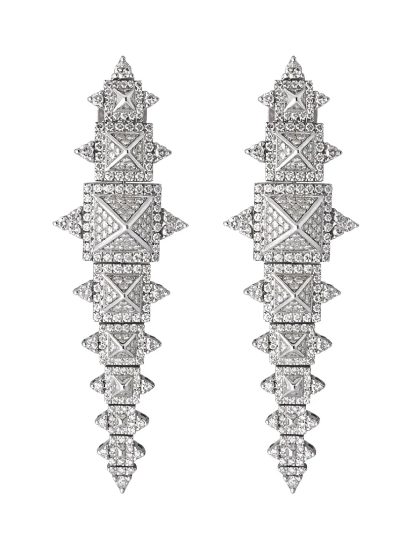 Wish Fine Jewelry 4.66ct Diamond 14K Gold Spiked Statement Earrings