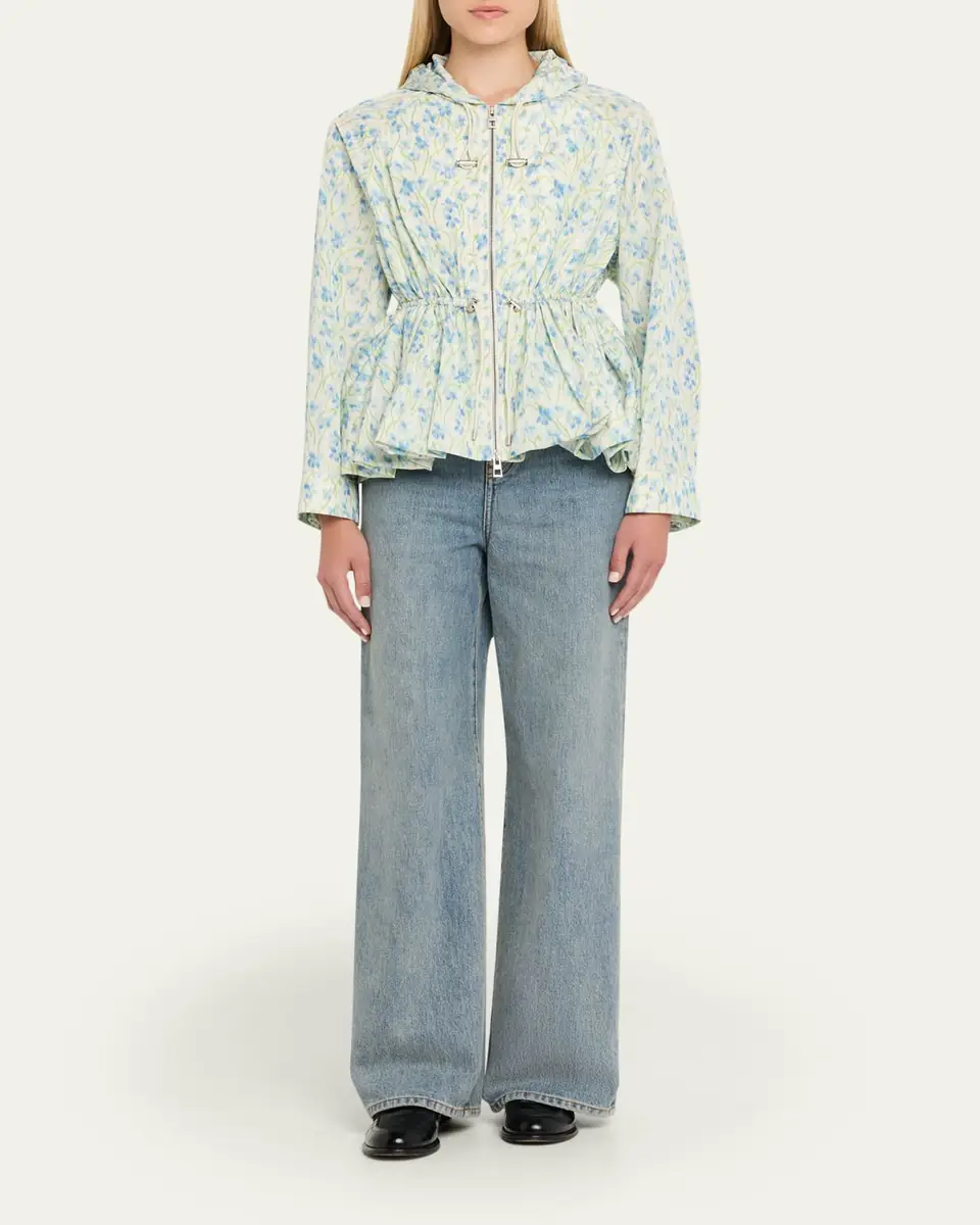 Loewe Floral Ruched Peplum Hooded Jacket | Thumbnail 2