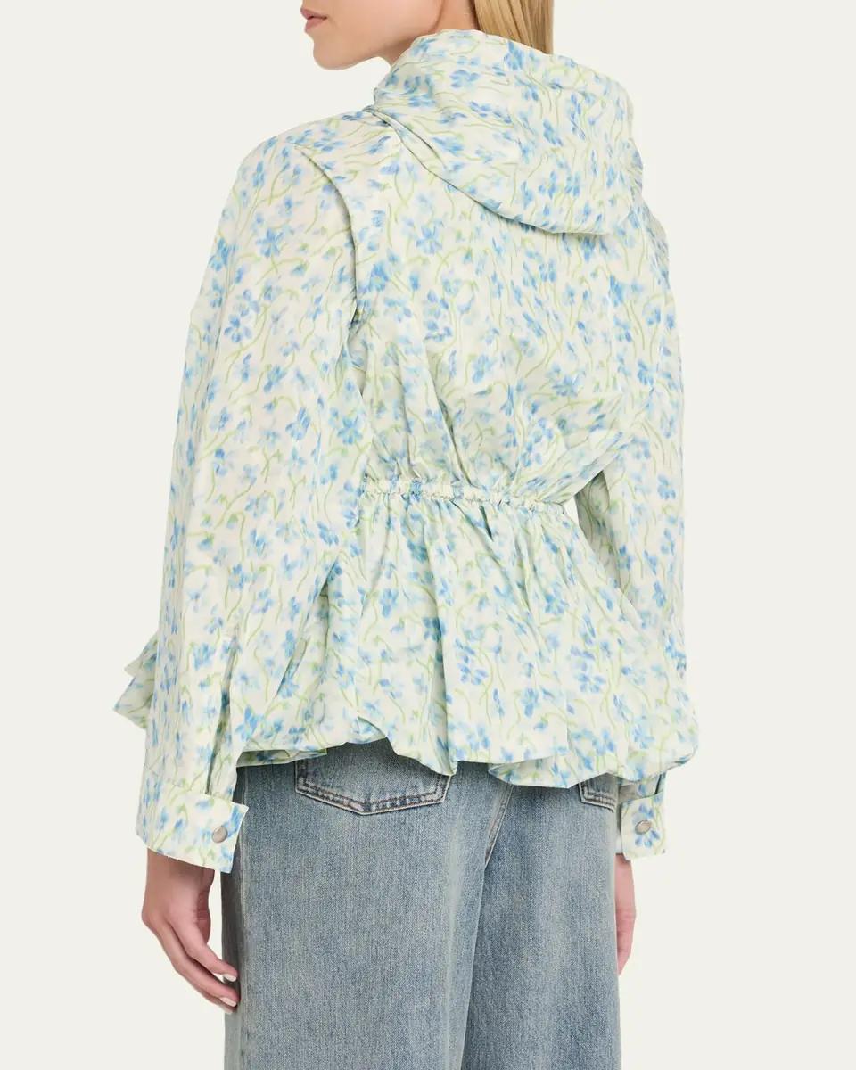 Loewe Floral Ruched Peplum Hooded Jacket | Thumbnail 3