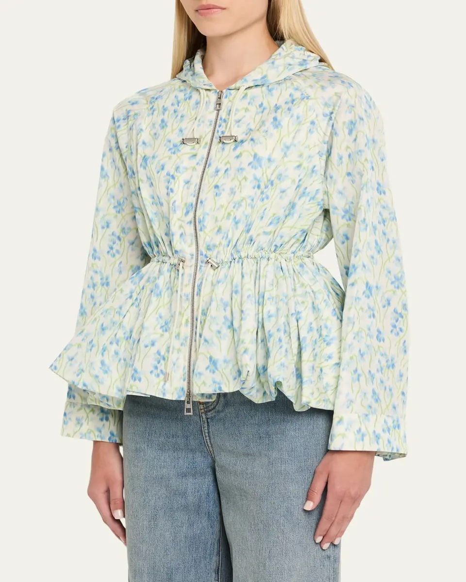 Loewe Floral Ruched Peplum Hooded Jacket | Thumbnail 4