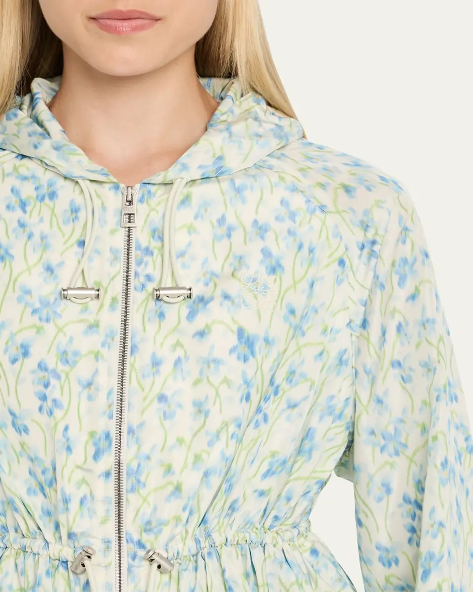 Loewe Floral Ruched Peplum Hooded Jacket | Thumbnail 5
