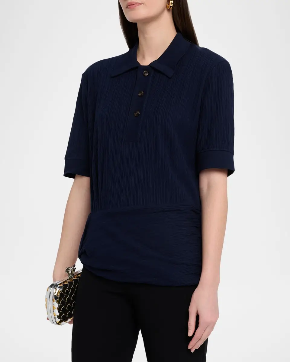 Victoria Beckham Twisted Rib Short-Sleeve Polo Shirt | Thumbnail 9