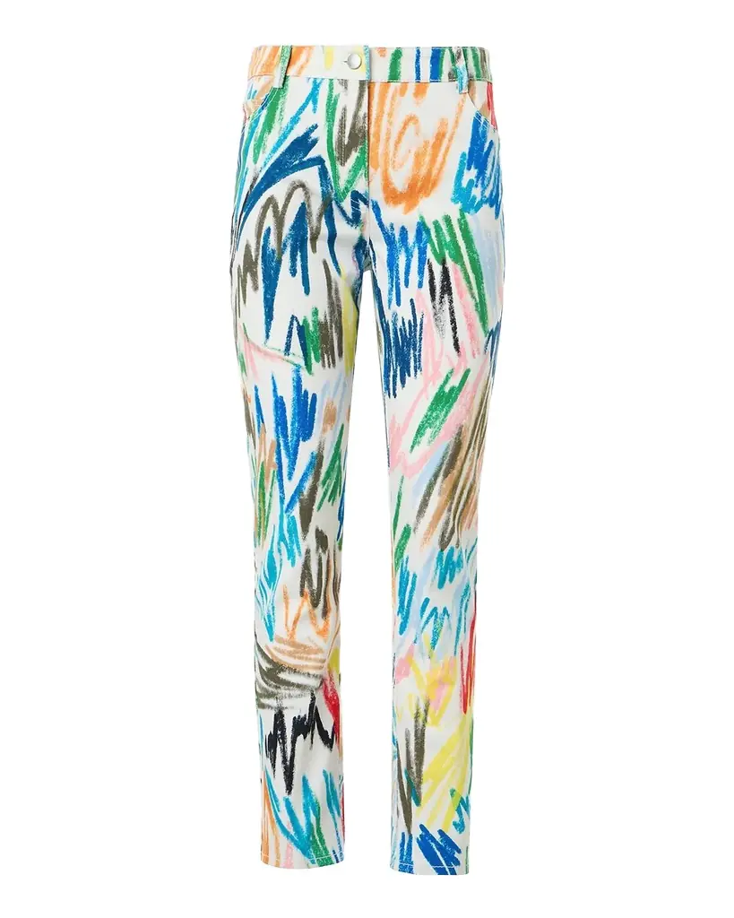 Akris punto Maru Scribble-Print Cropped Slim-Fit Pants | Image 1 Akris punto Maru Scribble-Print Cropped Slim-Fit Pants | Image 1