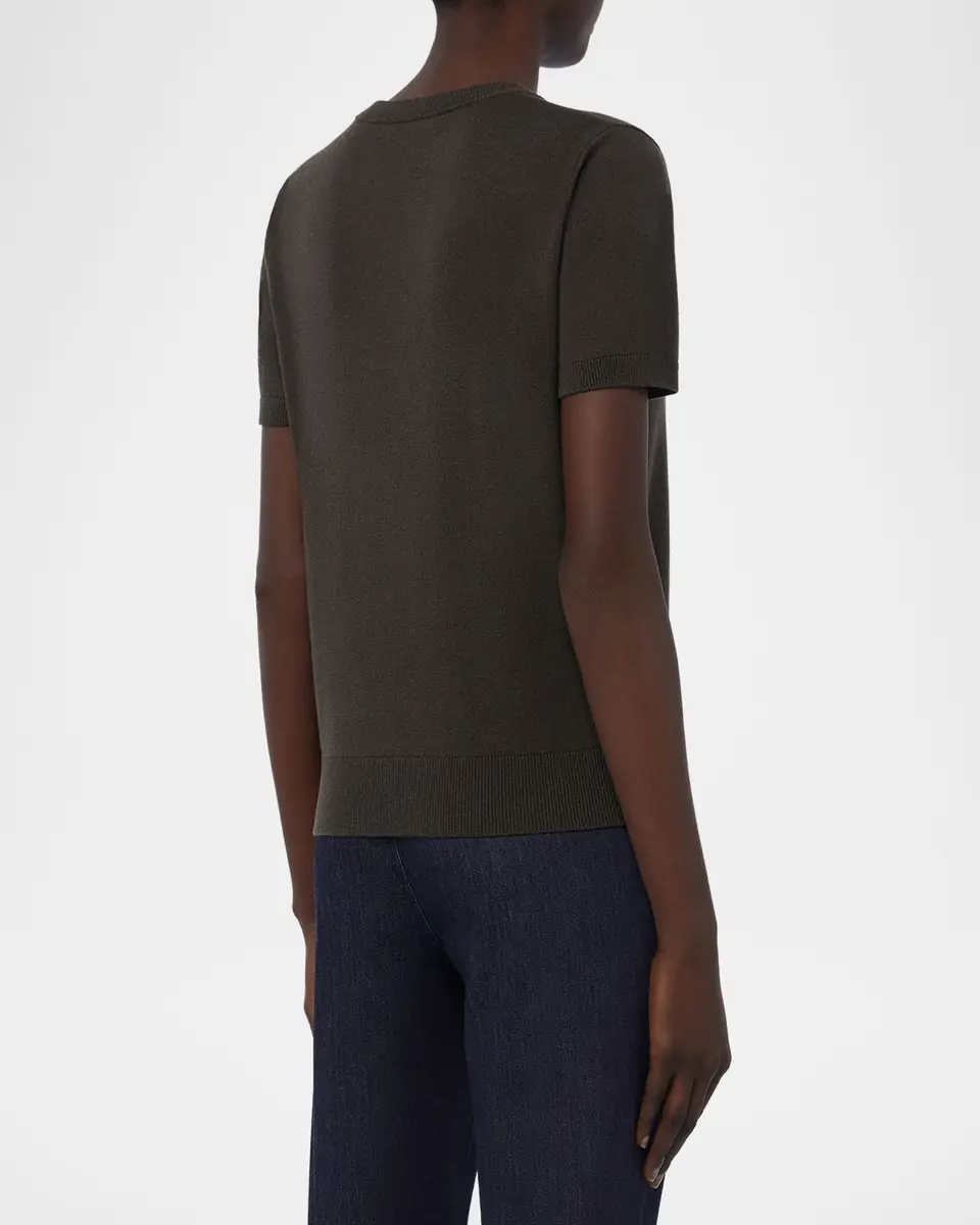Max Mara Magenta Wool Short-Sleeve Crewneck Sweater | Thumbnail 3 Max Mara Magenta Wool Short-Sleeve Crewneck Sweater | Thumbnail 3