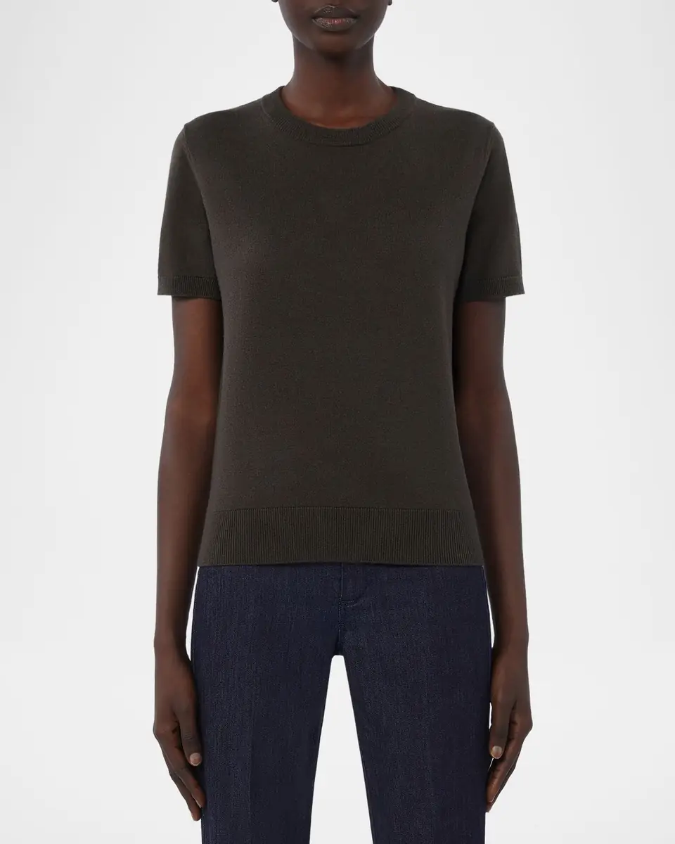 Max Mara Magenta Wool Short-Sleeve Crewneck Sweater | Thumbnail 4 Max Mara Magenta Wool Short-Sleeve Crewneck Sweater | Thumbnail 4