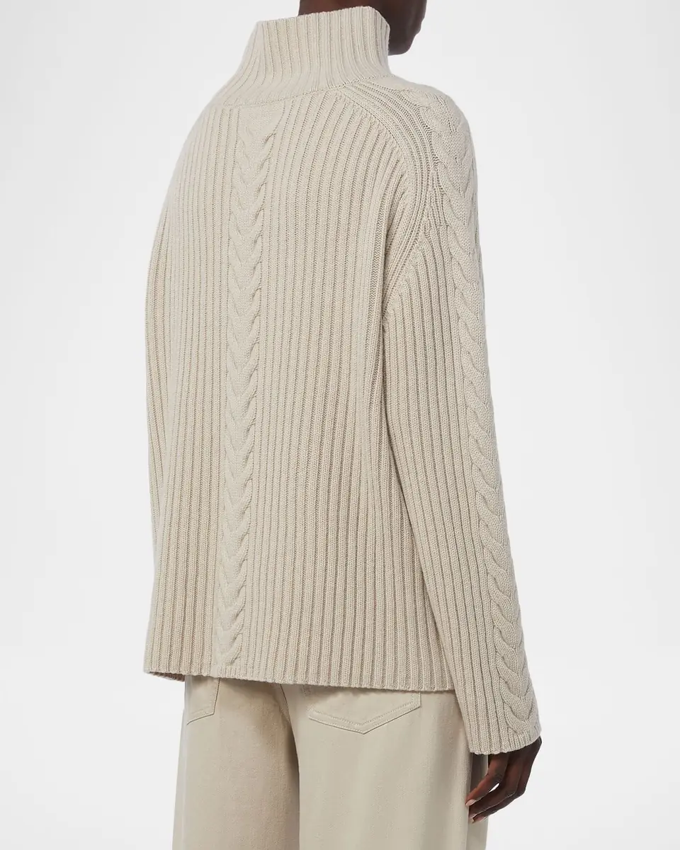 Max Mara Miele Wool Cable Knit Turtleneck Sweater | Thumbnail 2