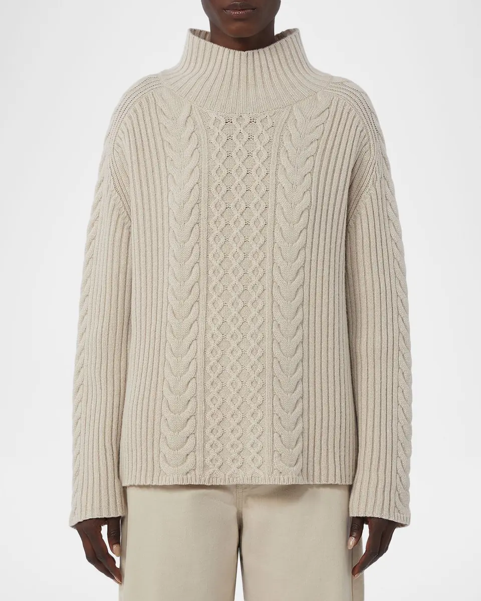 Max Mara Miele Wool Cable Knit Turtleneck Sweater | Thumbnail 3