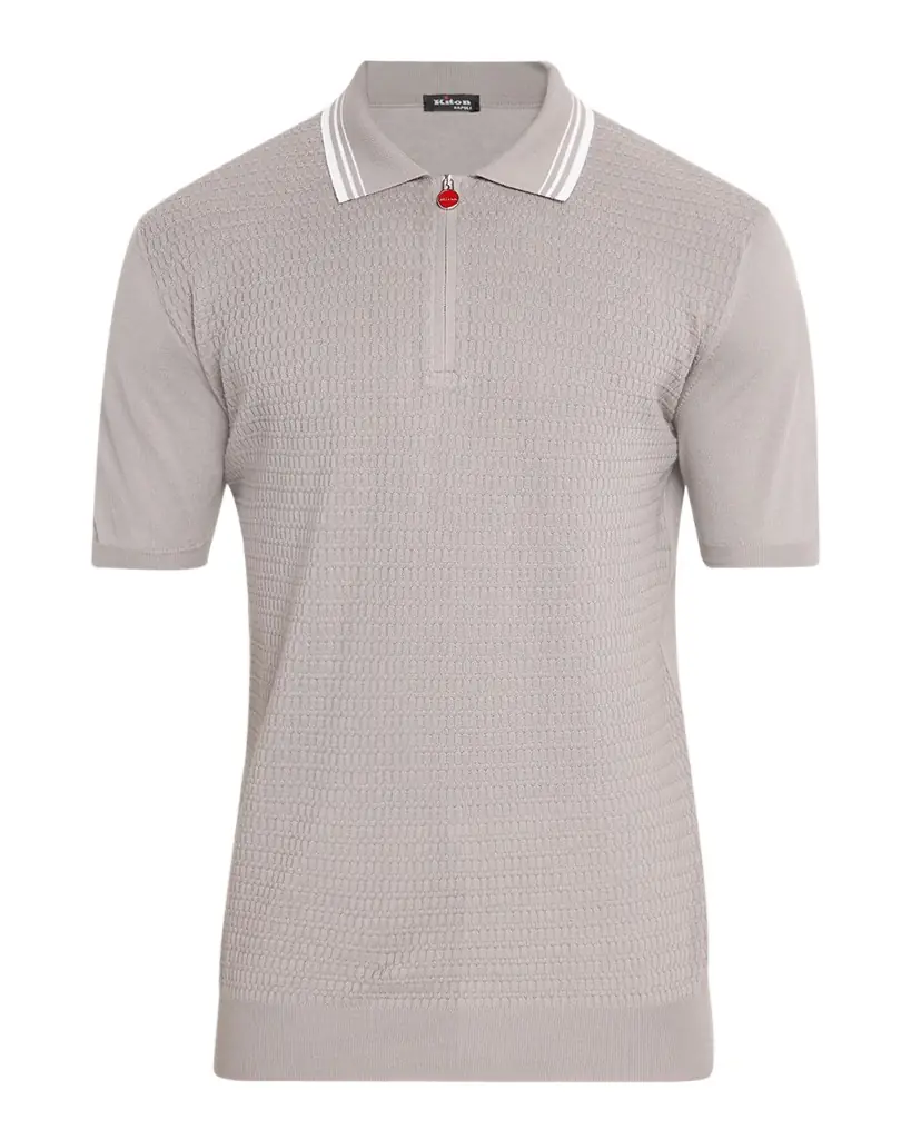 Men's Half-Zip Cotton Textured Polo Sweater