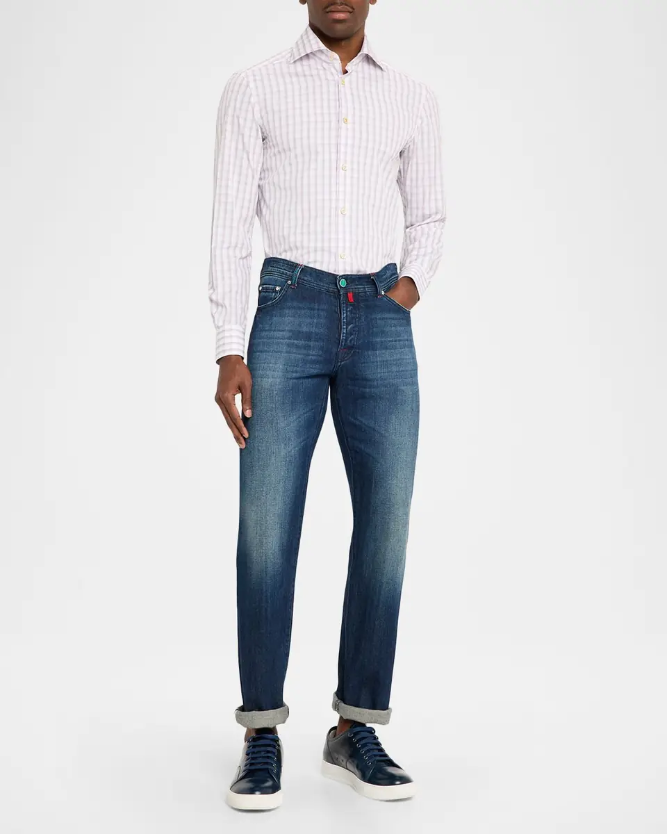 Kiton Men's Cotton Plaid Button-Down Shirt | Thumbnail 2 Kiton Men's Cotton Plaid Button-Down Shirt | Thumbnail 2
