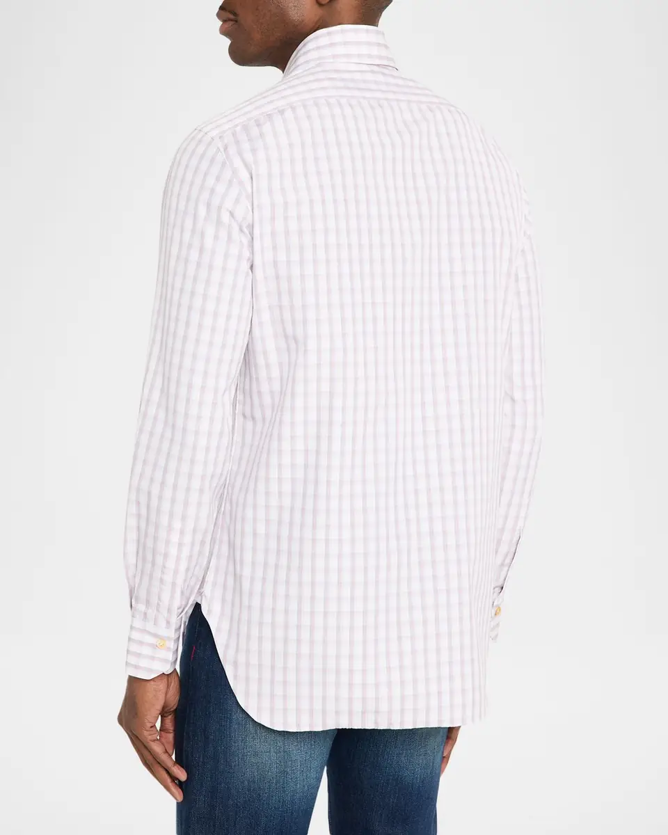 Kiton Men's Cotton Plaid Button-Down Shirt | Thumbnail 3 Kiton Men's Cotton Plaid Button-Down Shirt | Thumbnail 3