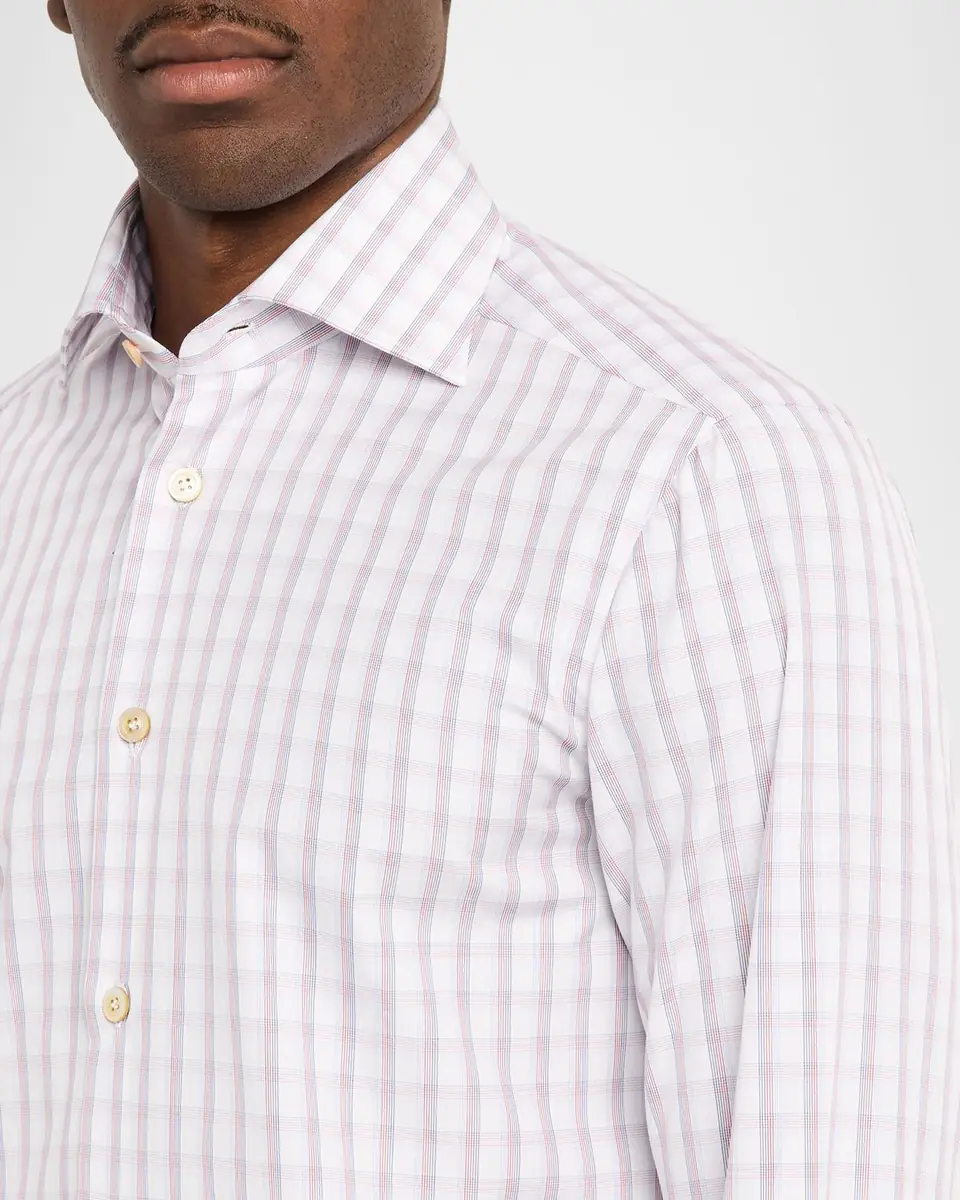 Kiton Men's Cotton Plaid Button-Down Shirt | Thumbnail 5 Kiton Men's Cotton Plaid Button-Down Shirt | Thumbnail 5