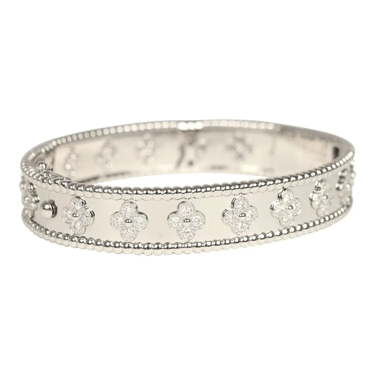 Van Cleef & Arpels Van Cleef & Arpels Small Perlee Diamond Bracelet 18K White Gold Hardware & Diamonds | Thumbnail 2
