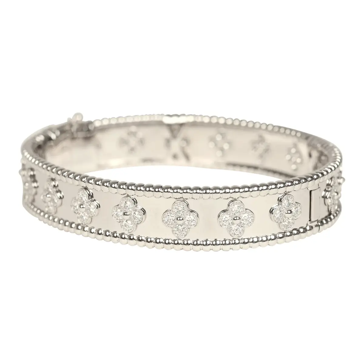 Van Cleef & Arpels Van Cleef & Arpels Small Perlee Diamond Bracelet 18K White Gold Hardware & Diamonds | Thumbnail 3