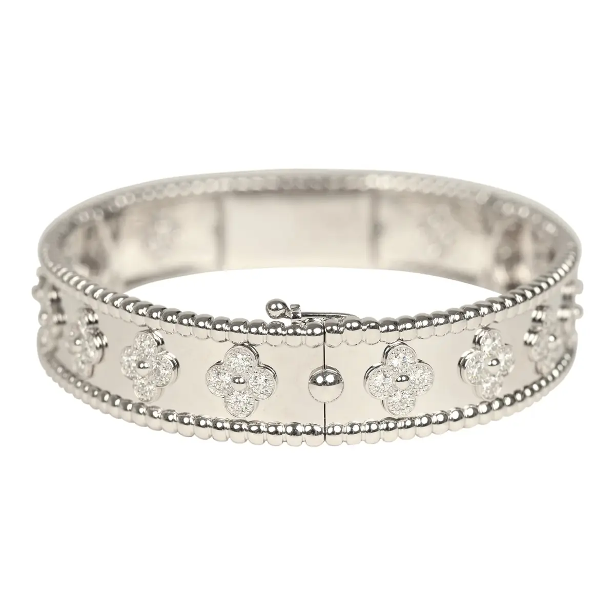 Van Cleef & Arpels Van Cleef & Arpels Small Perlee Diamond Bracelet 18K White Gold Hardware & Diamonds | Thumbnail 4