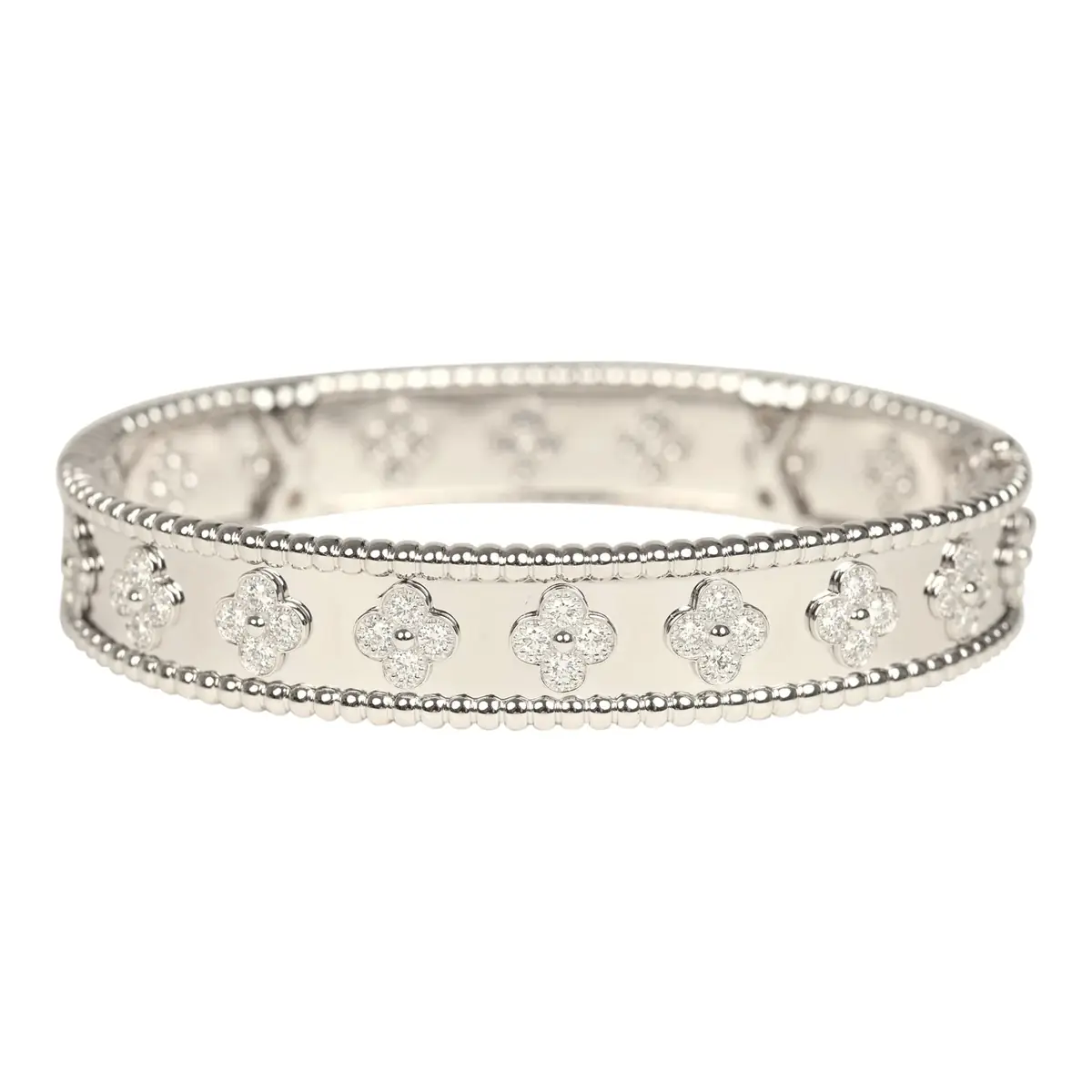 Van Cleef & Arpels Van Cleef & Arpels Small Perlee Diamond Bracelet 18K White Gold Hardware & Diamonds | Thumbnail 5