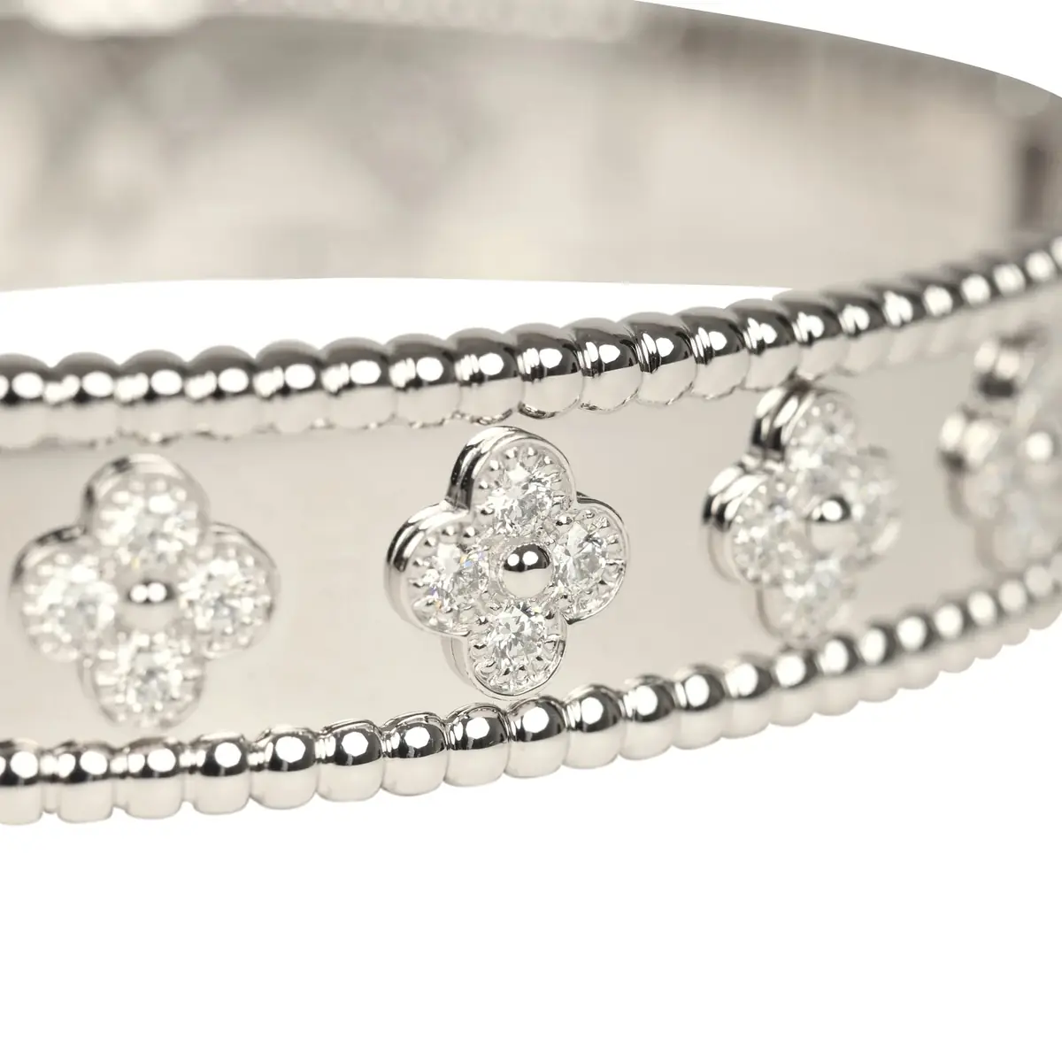 Van Cleef & Arpels Van Cleef & Arpels Small Perlee Diamond Bracelet 18K White Gold Hardware & Diamonds | Thumbnail 6
