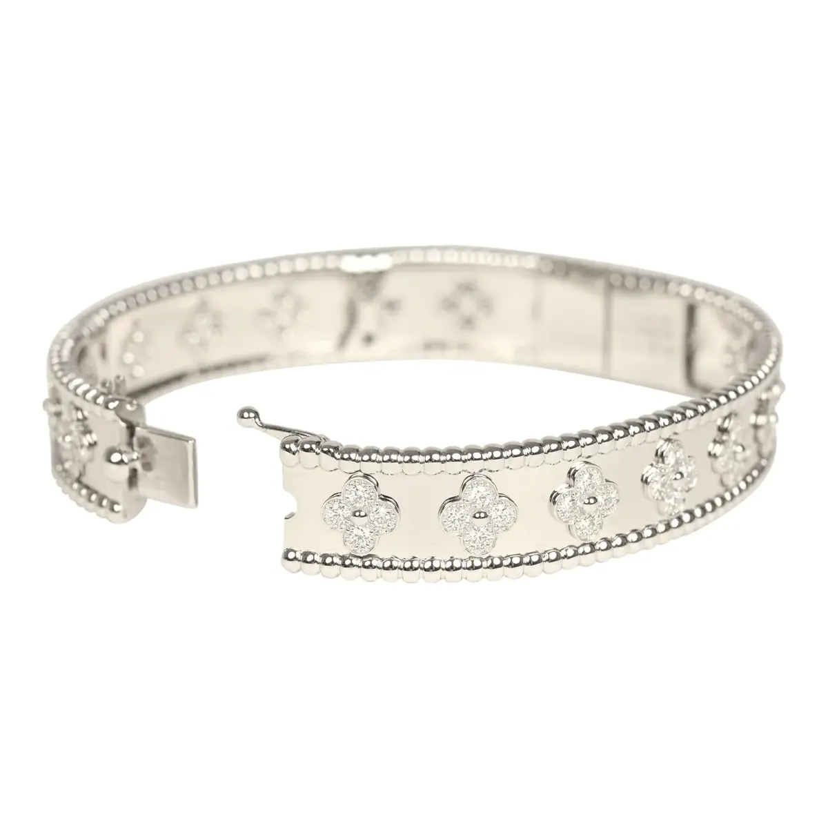 Van Cleef & Arpels Van Cleef & Arpels Small Perlee Diamond Bracelet 18K White Gold Hardware & Diamonds | Thumbnail 8