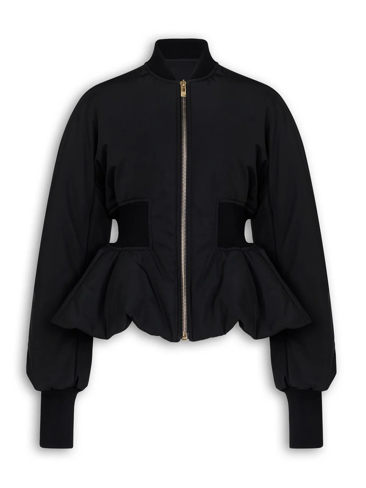 Nylon Peplum Bomber Jacket
