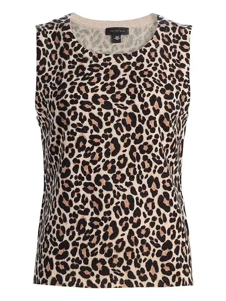 Saks Fifth Avenue Women's Leopard-Print Cashmere Sleeveless Top