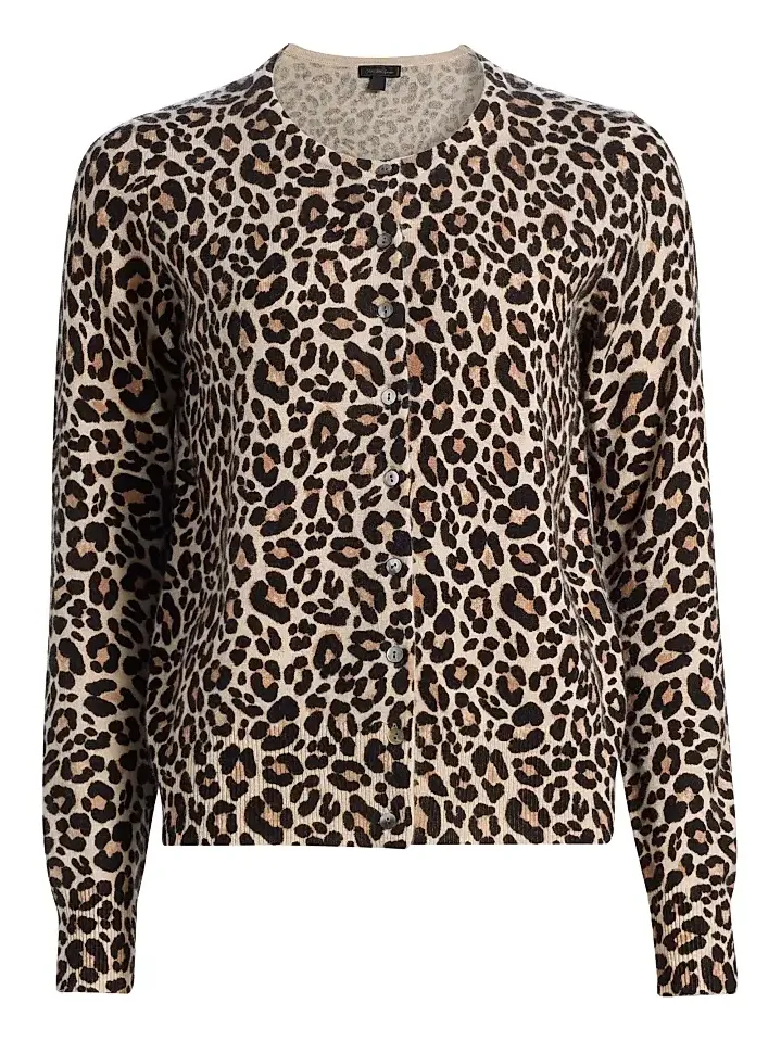 Women's Leopard-Print Cashmere Cardigan
