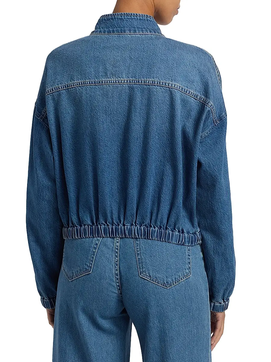L'AGENCE Women's Dunia Zip-Front Denim Bomber Jacket - Wilton | Thumbnail 5 L'AGENCE Women's Dunia Zip-Front Denim Bomber Jacket - Wilton | Thumbnail 5