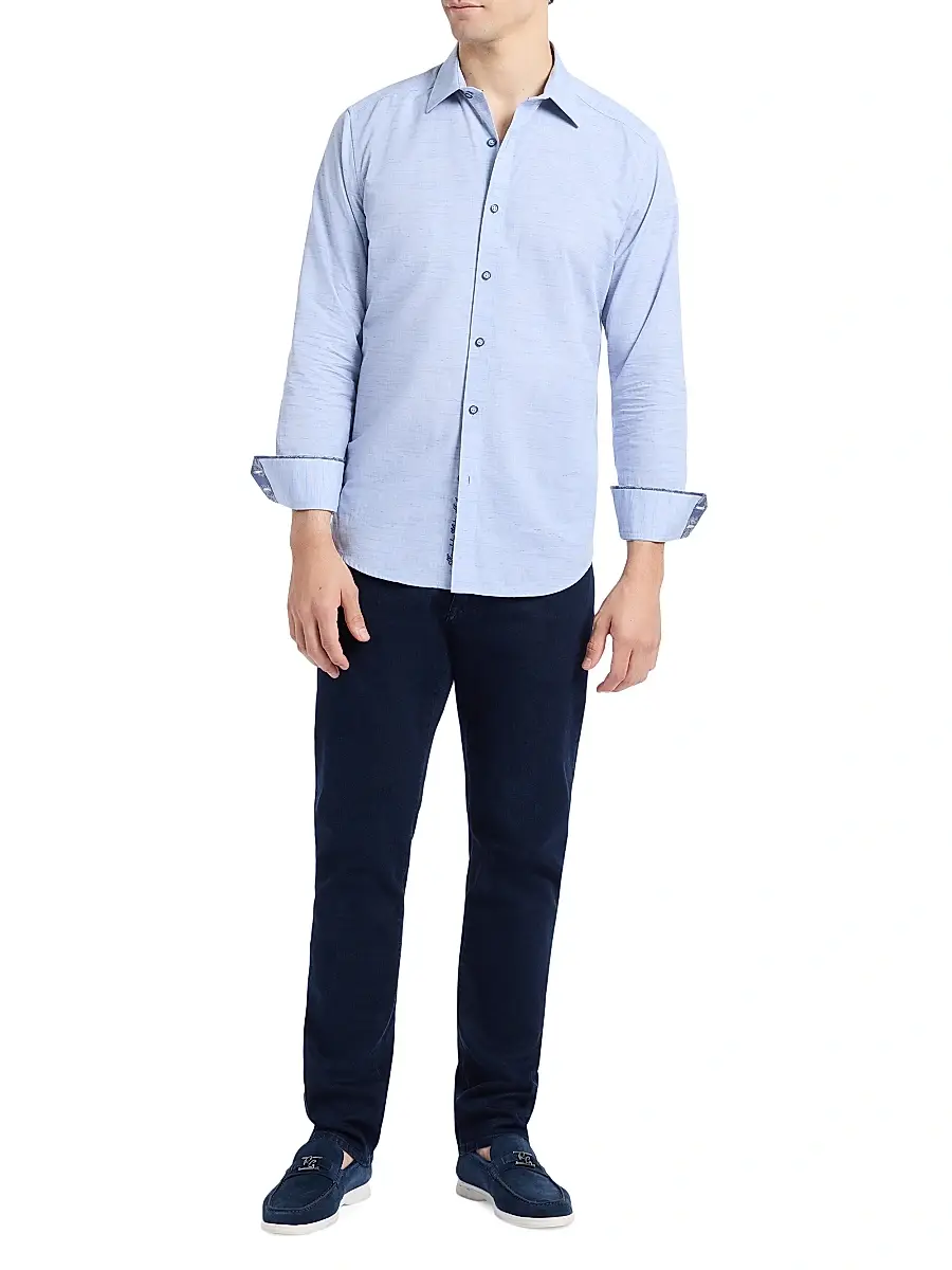 Robert Graham Men's Avondale Woven Chambray Cotton Shirt | Thumbnail 2 Robert Graham Men's Avondale Woven Chambray Cotton Shirt | Thumbnail 2