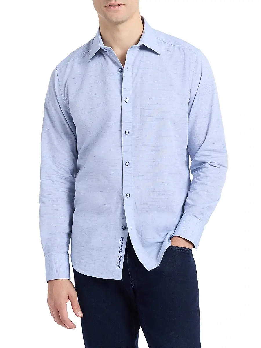 Robert Graham Men's Avondale Woven Chambray Cotton Shirt | Thumbnail 3 Robert Graham Men's Avondale Woven Chambray Cotton Shirt | Thumbnail 3