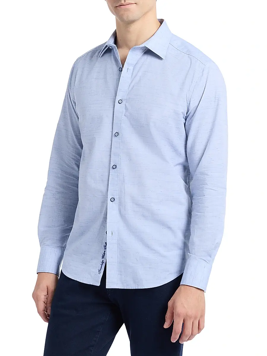 Robert Graham Men's Avondale Woven Chambray Cotton Shirt | Thumbnail 4 Robert Graham Men's Avondale Woven Chambray Cotton Shirt | Thumbnail 4