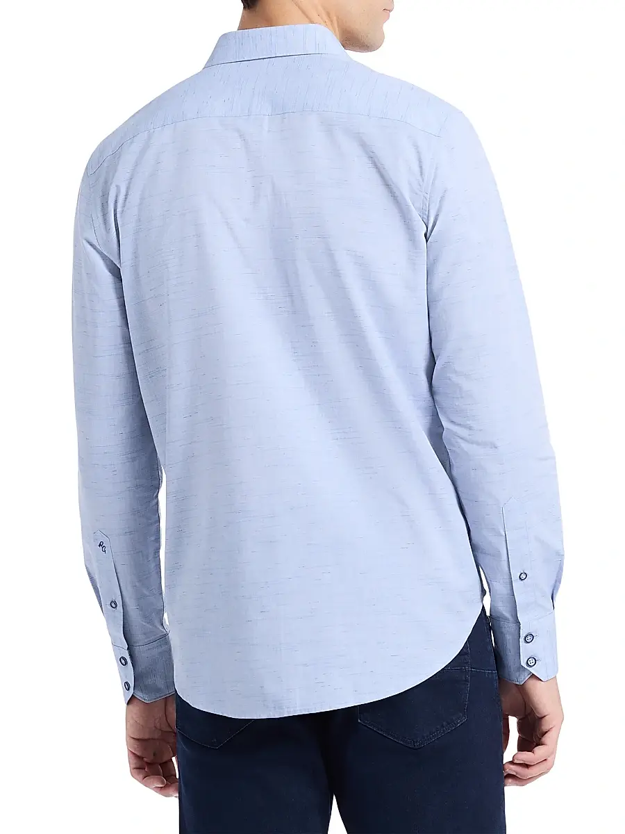 Robert Graham Men's Avondale Woven Chambray Cotton Shirt | Thumbnail 5 Robert Graham Men's Avondale Woven Chambray Cotton Shirt | Thumbnail 5