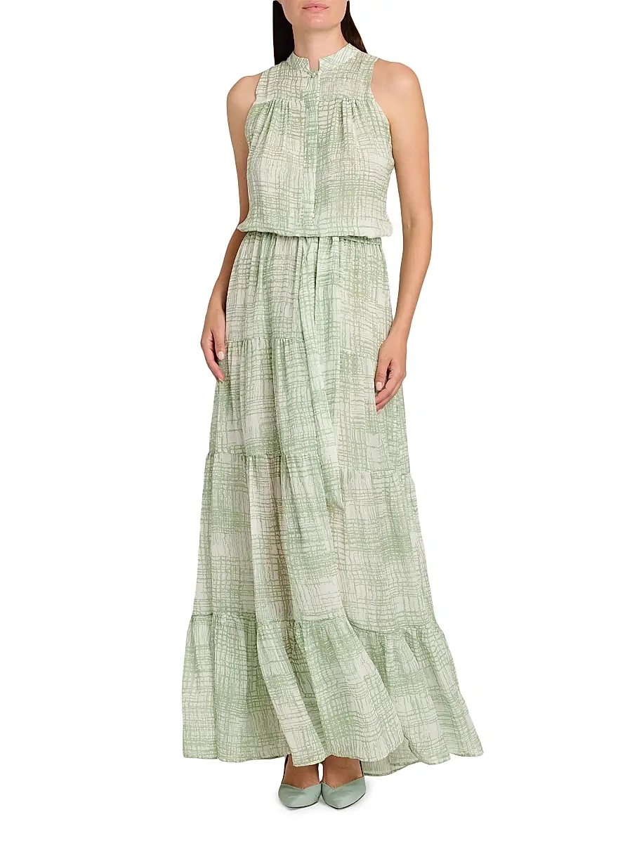 Kiton Women's Patterned Silk Tie-Waist Maxi Dress | Thumbnail 3
