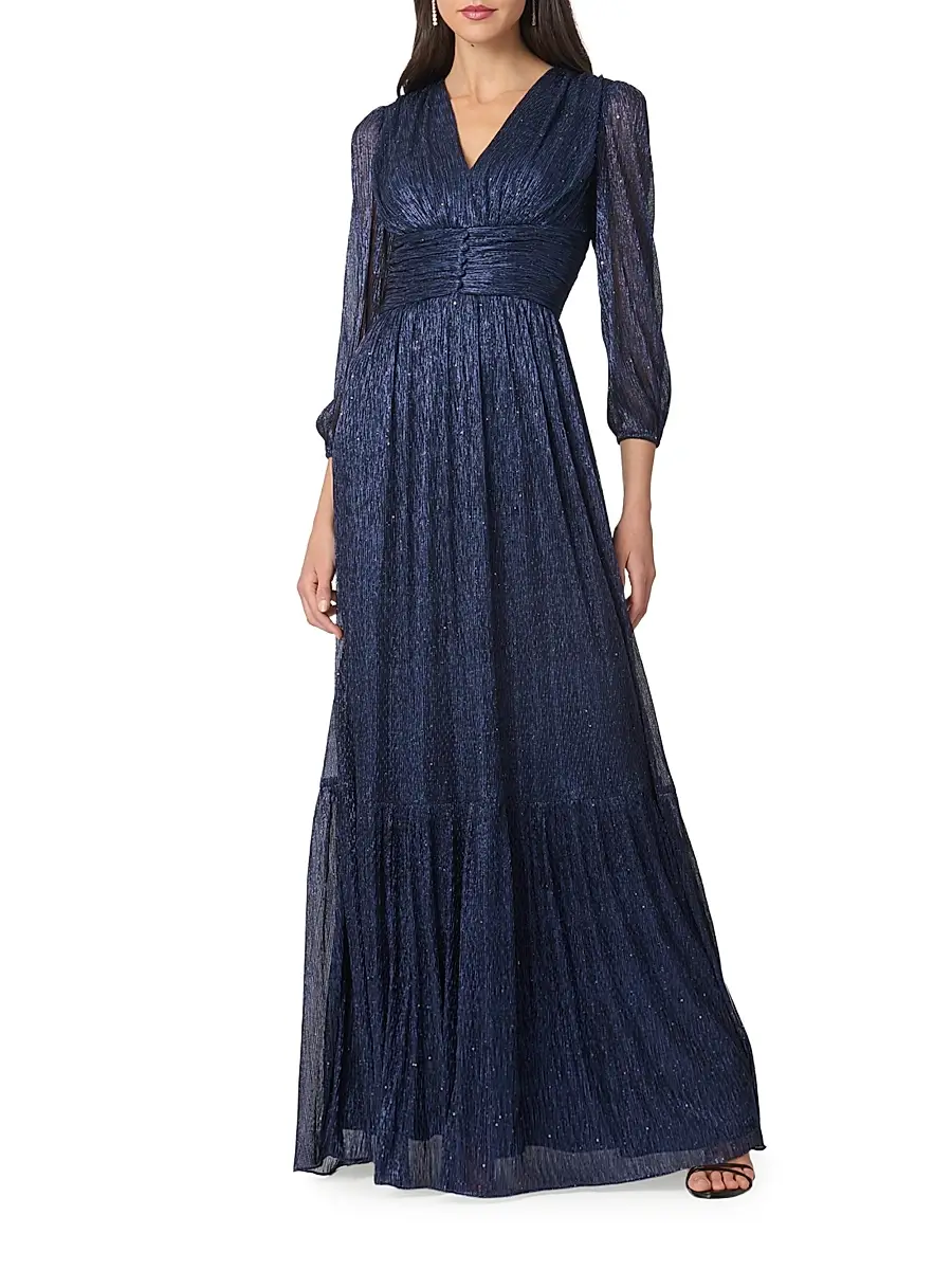 Shoshanna Women's Venus Ruffled Metallic A-Line Gown | Thumbnail 2 Shoshanna Women's Venus Ruffled Metallic A-Line Gown | Thumbnail 2